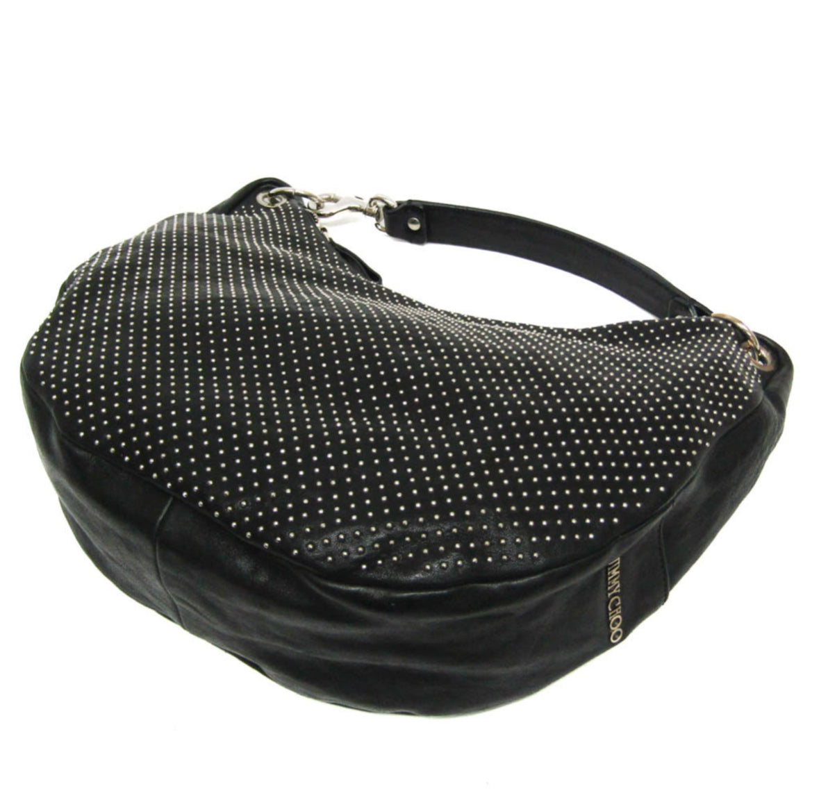 Jimmy Choo Black Leather Shoulder Bag with Studded Detailing – Pre-Loved