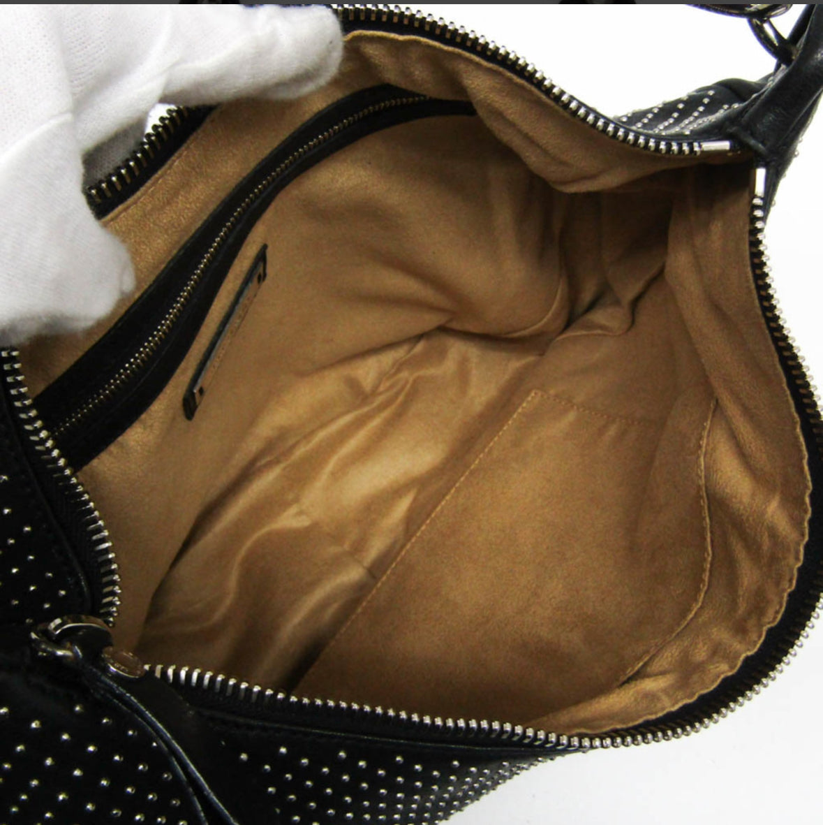 Jimmy Choo Black Leather Shoulder Bag with Studded Detailing – Pre-Loved