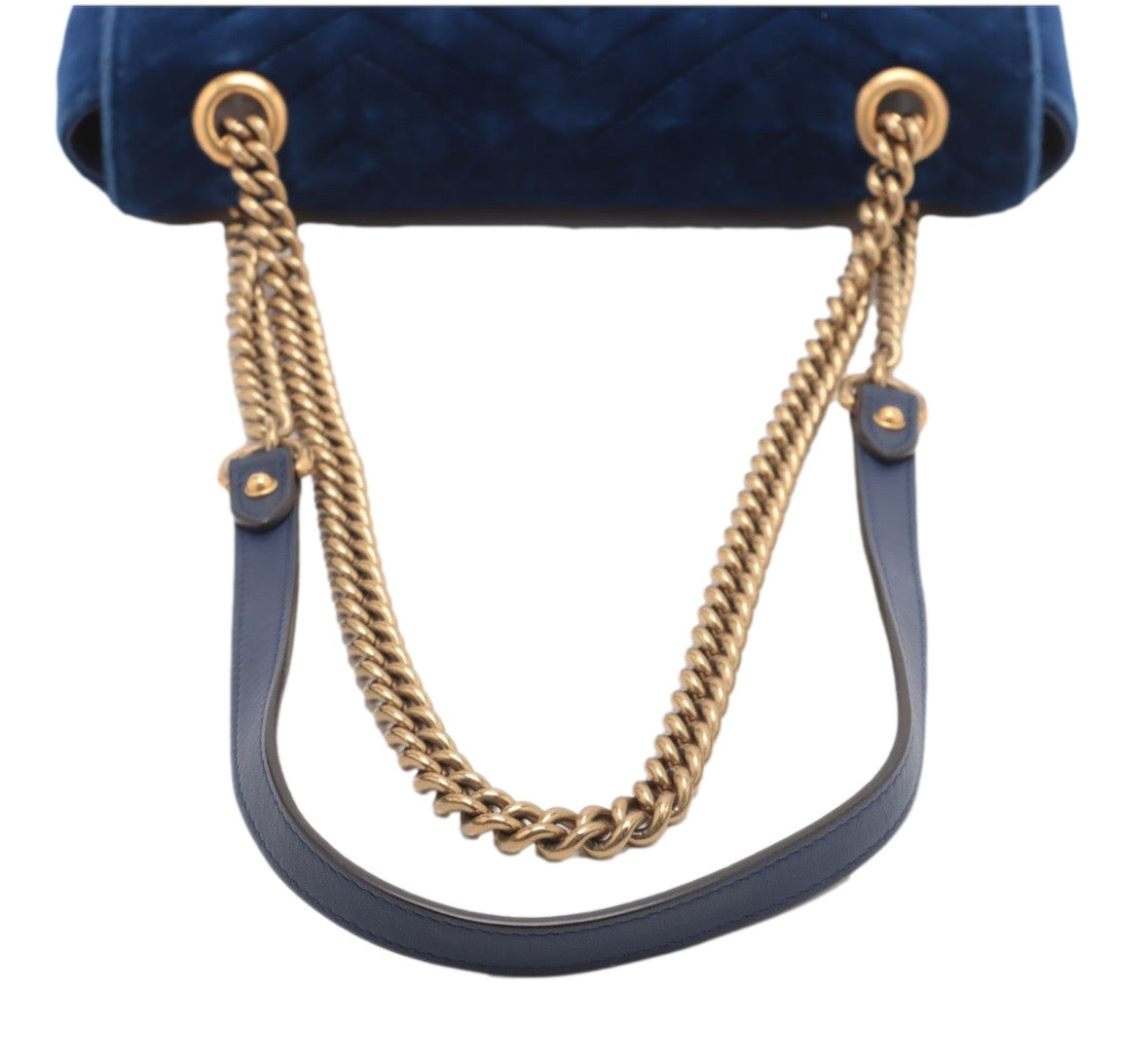 GUCCI GG MARMONT SMALL BLUE VELVET BAG