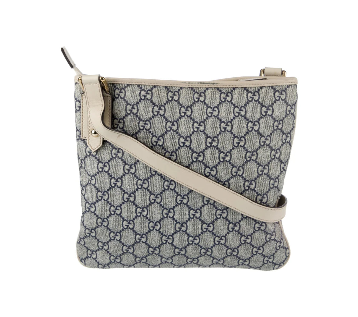 Authentic Gucci GG Monogram Roses & Hearts Crossbody Bag β Beige Leather Trim