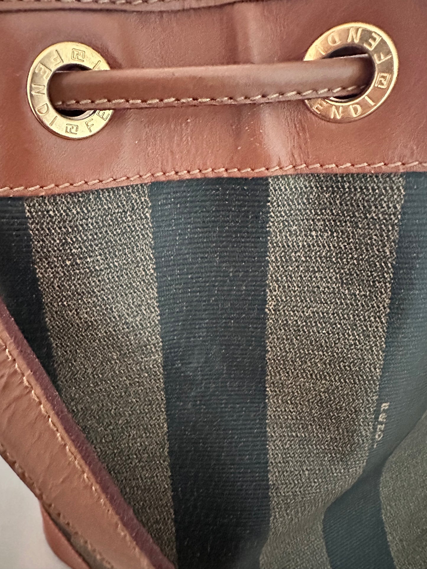 Fendi Pequin Vintage Bucket Bag with Pochette