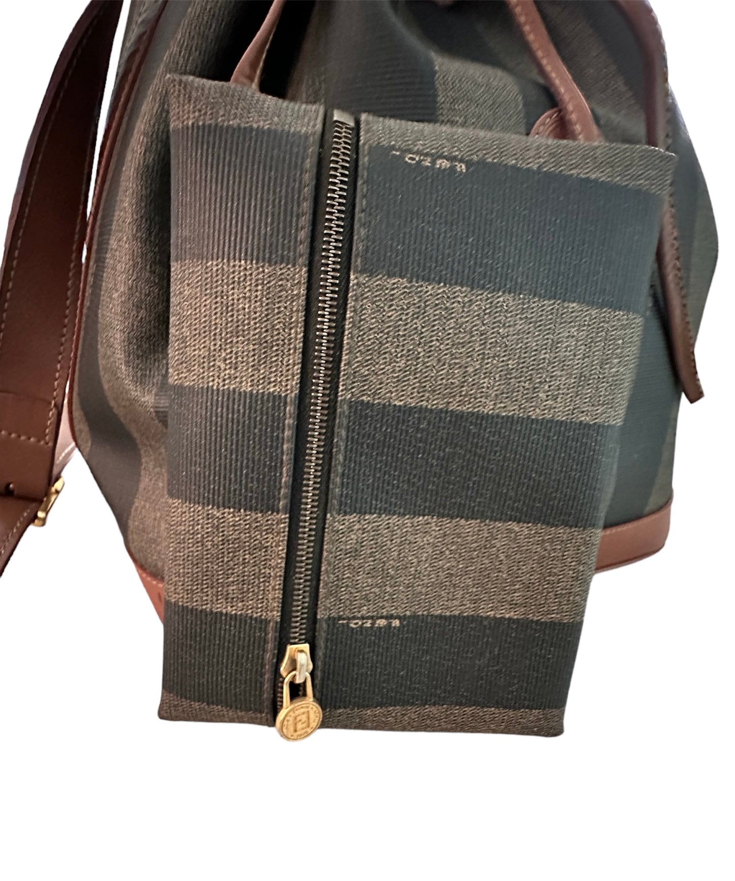 Fendi Pequin Vintage Bucket Bag with Pochette