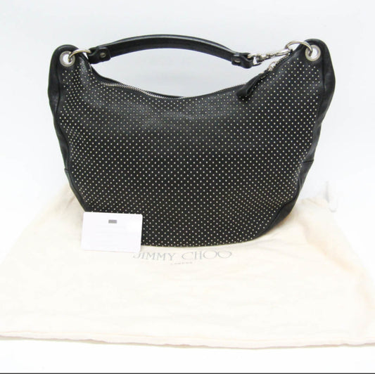 Jimmy Choo Black Leather Shoulder Bag with Studded Detailing – Pre-Loved