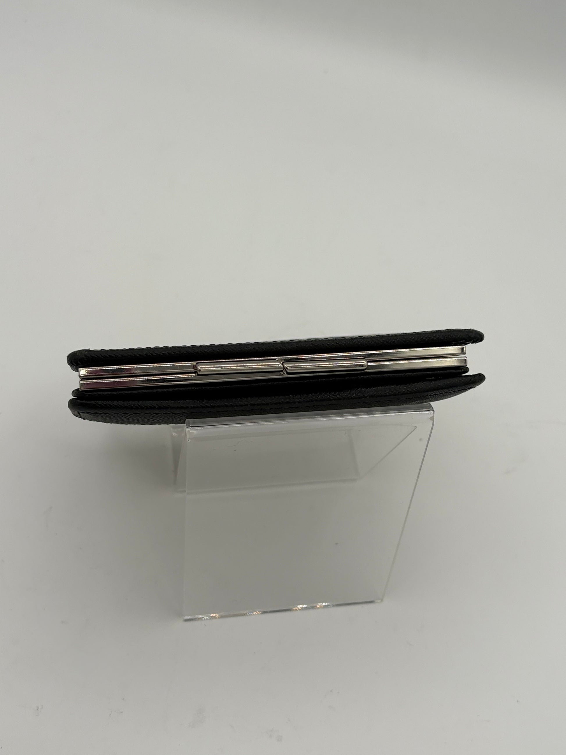 Burberry Nova Check Compact Dark Brown Leather and Canvas Kisslock Wallet