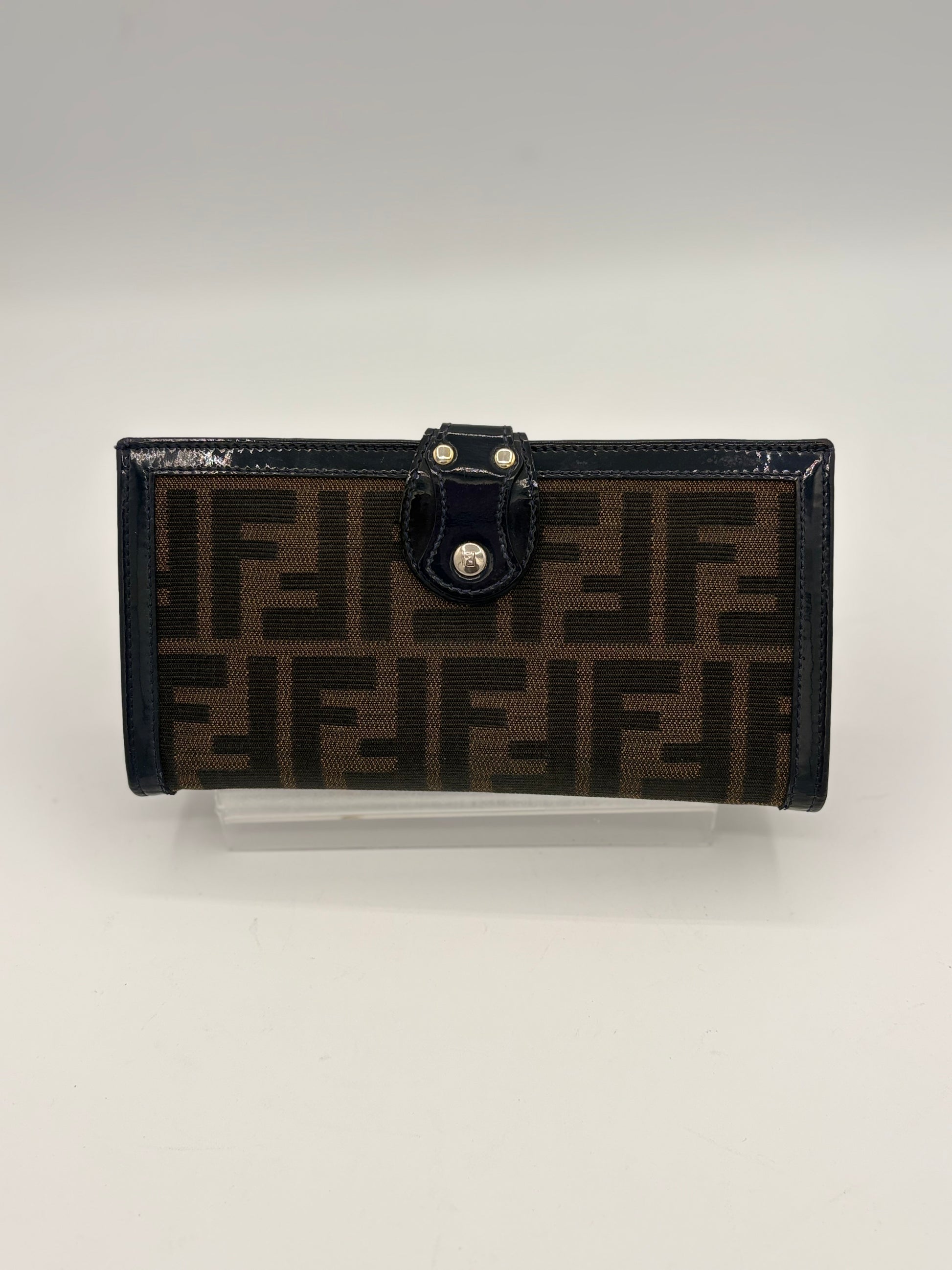 Fendi Zucca Long canvas and leather wallet