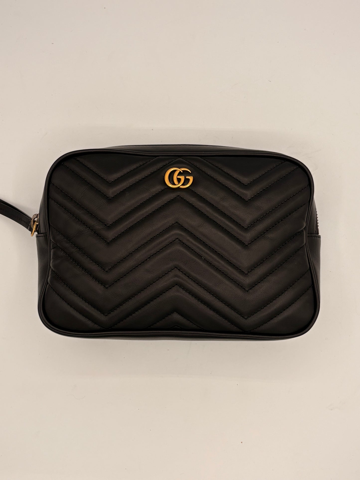 Calfskin Matelasse Unisex GG Marmont Belt Bag 80 32 Black