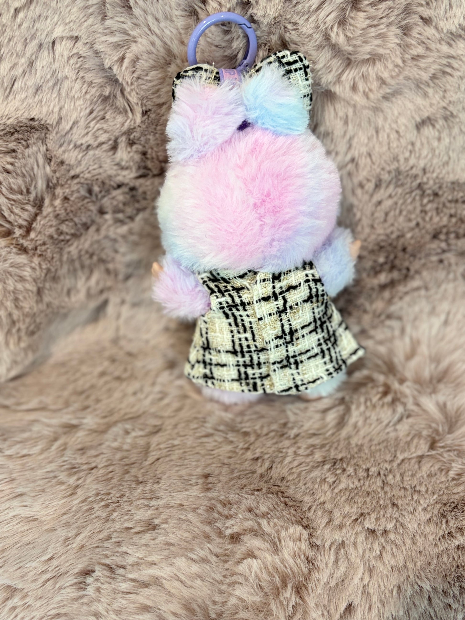 Luxury-Inspired Labubu Outfit – Tweed Dress & Bow Accessory Set