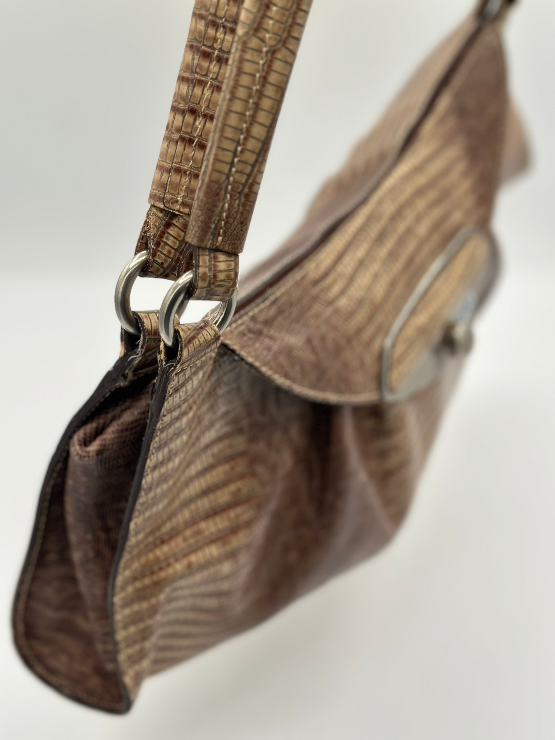 Furla Leather Snake Skin Embossed Satchel Bag – Excellent Used Condition