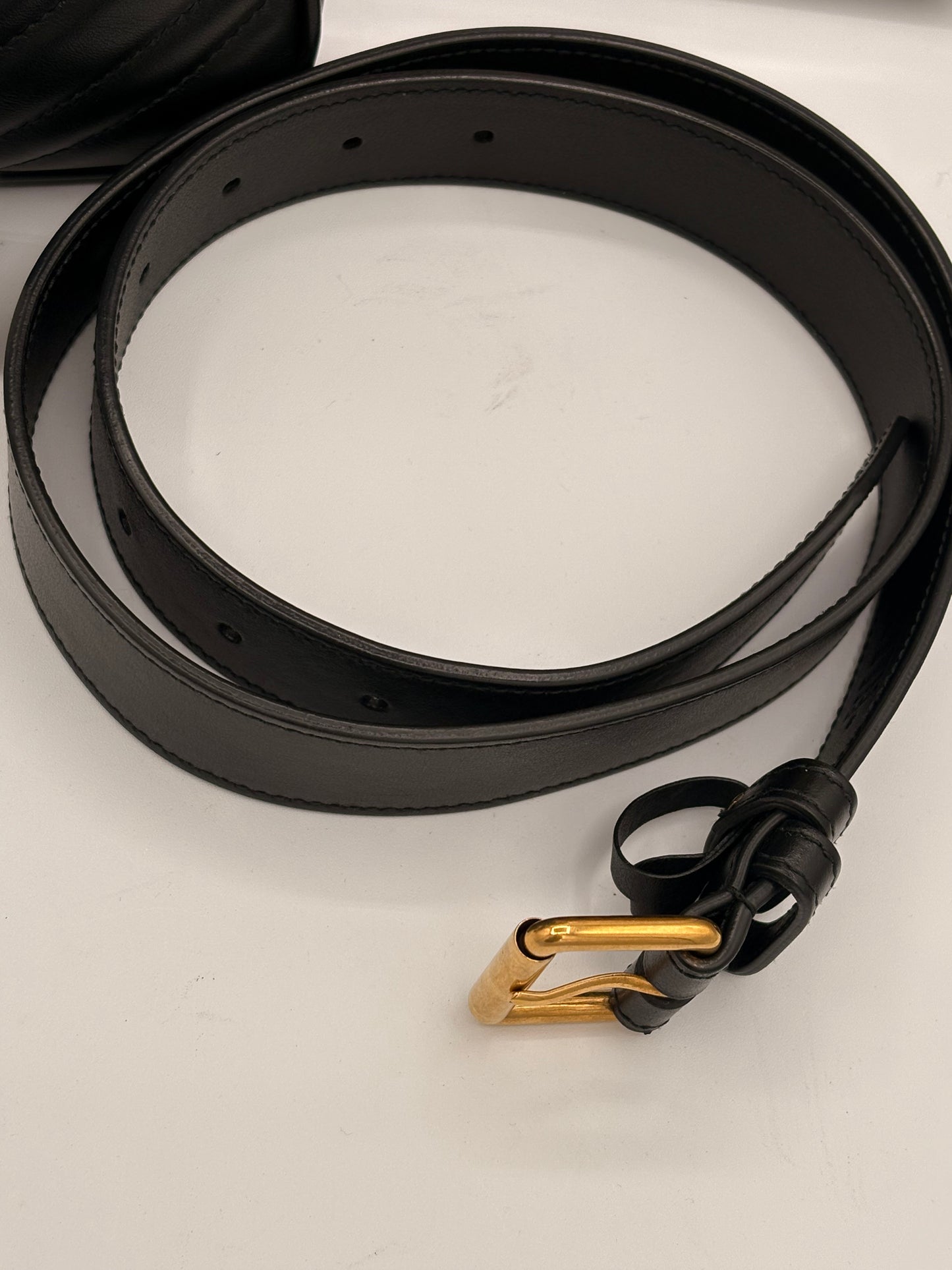 Calfskin Matelasse Unisex GG Marmont Belt Bag 80 32 Black