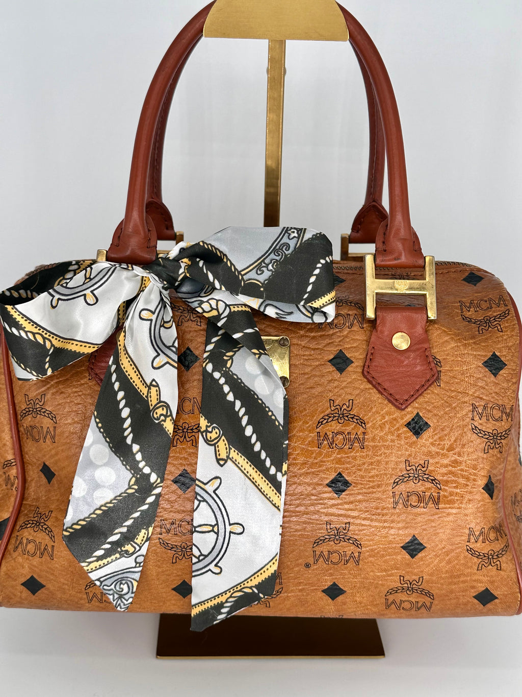 MCM Cognac Boston Handbag – Visetos Collection