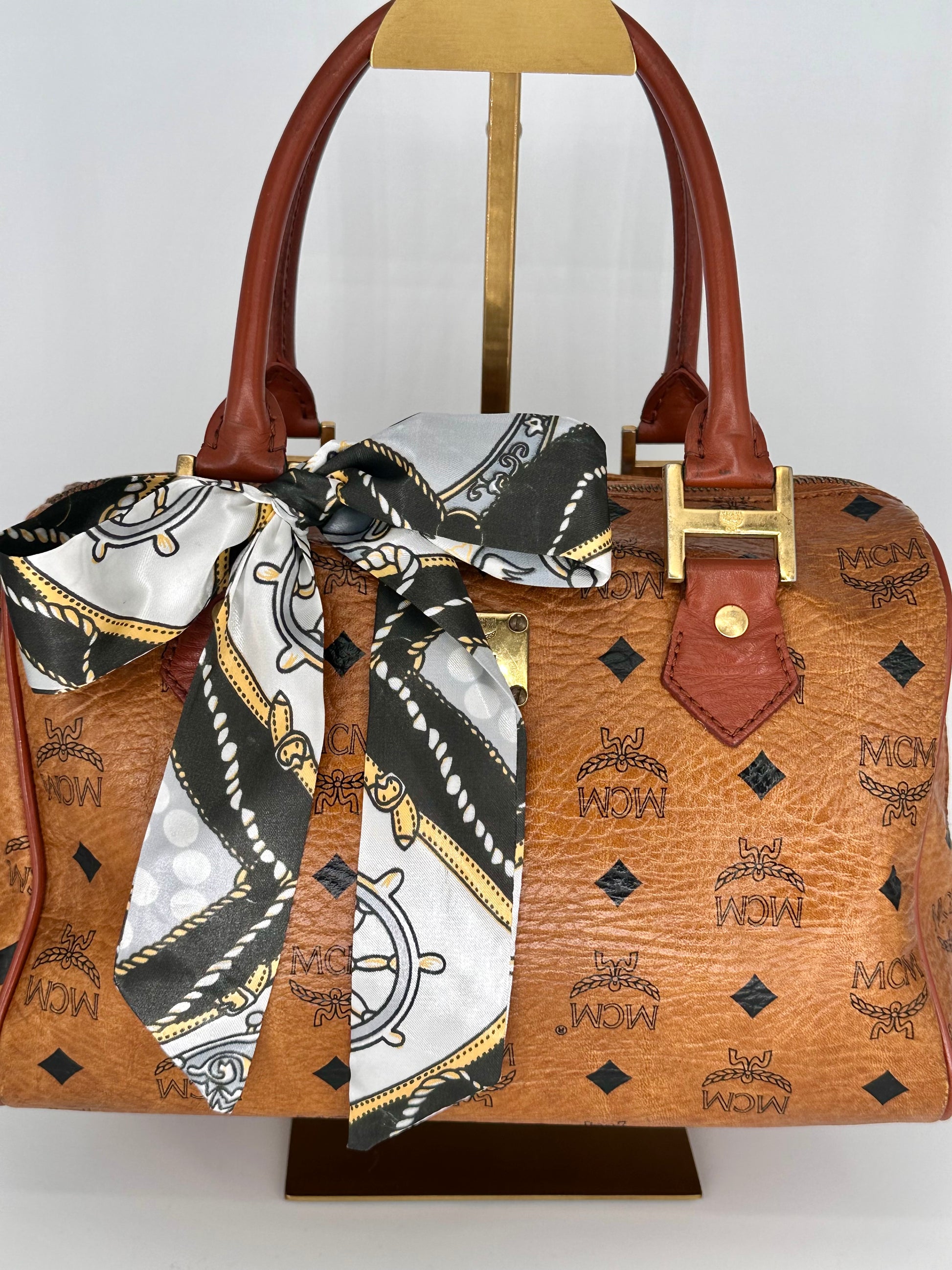 MCM Cognac Boston Handbag – Visetos Collection