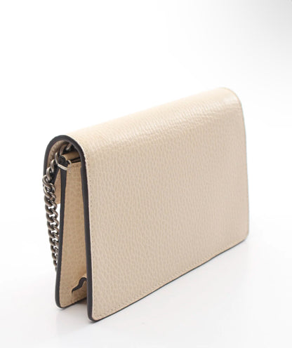 Gucci Dionysus Cream Beige Pebbled Leather Shoulder Bag - Silver Tiger Head Closure