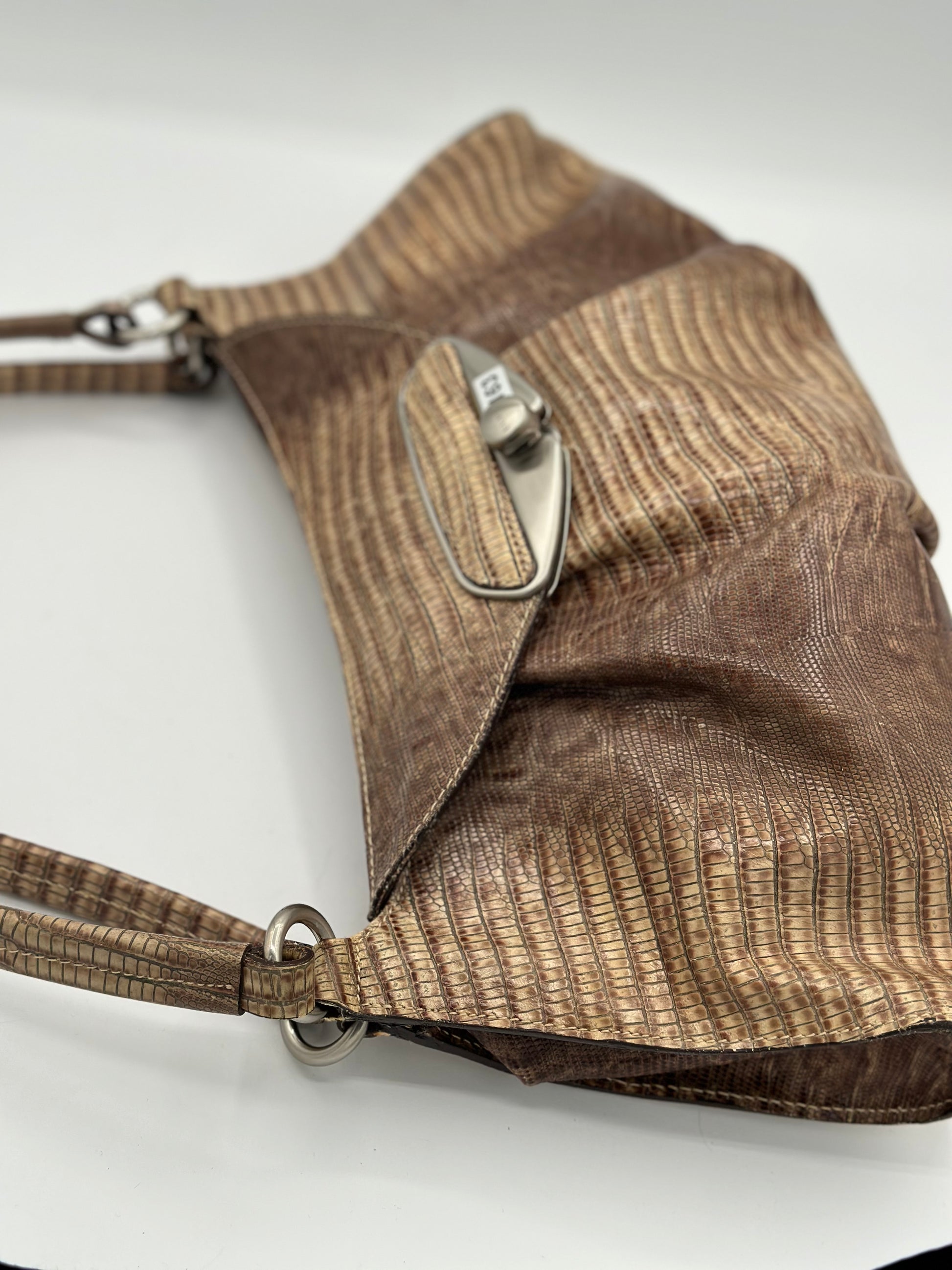Furla Leather Snake Skin Embossed Satchel Bag – Excellent Used Condition