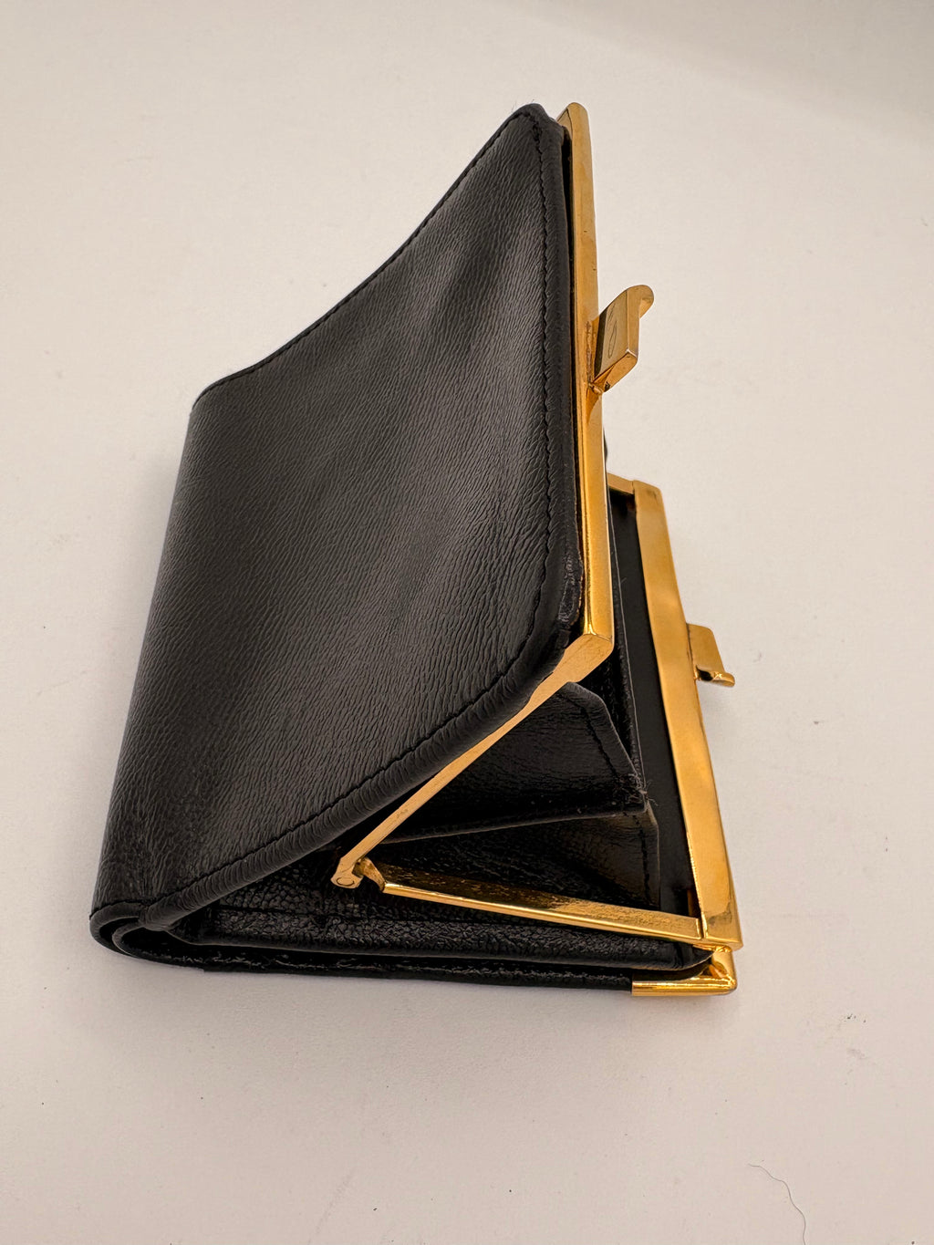 YSL Black Vintage kiss lock wallet