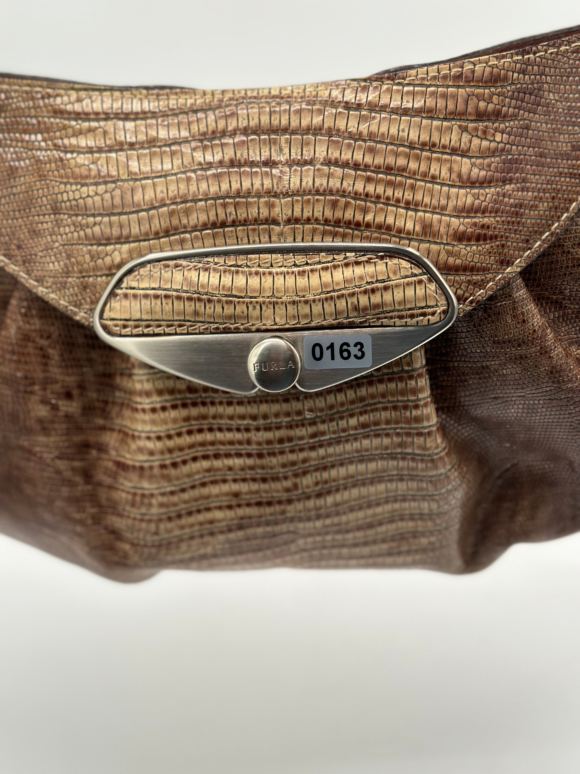 Furla Leather Snake Skin Embossed Satchel Bag – Excellent Used Condition