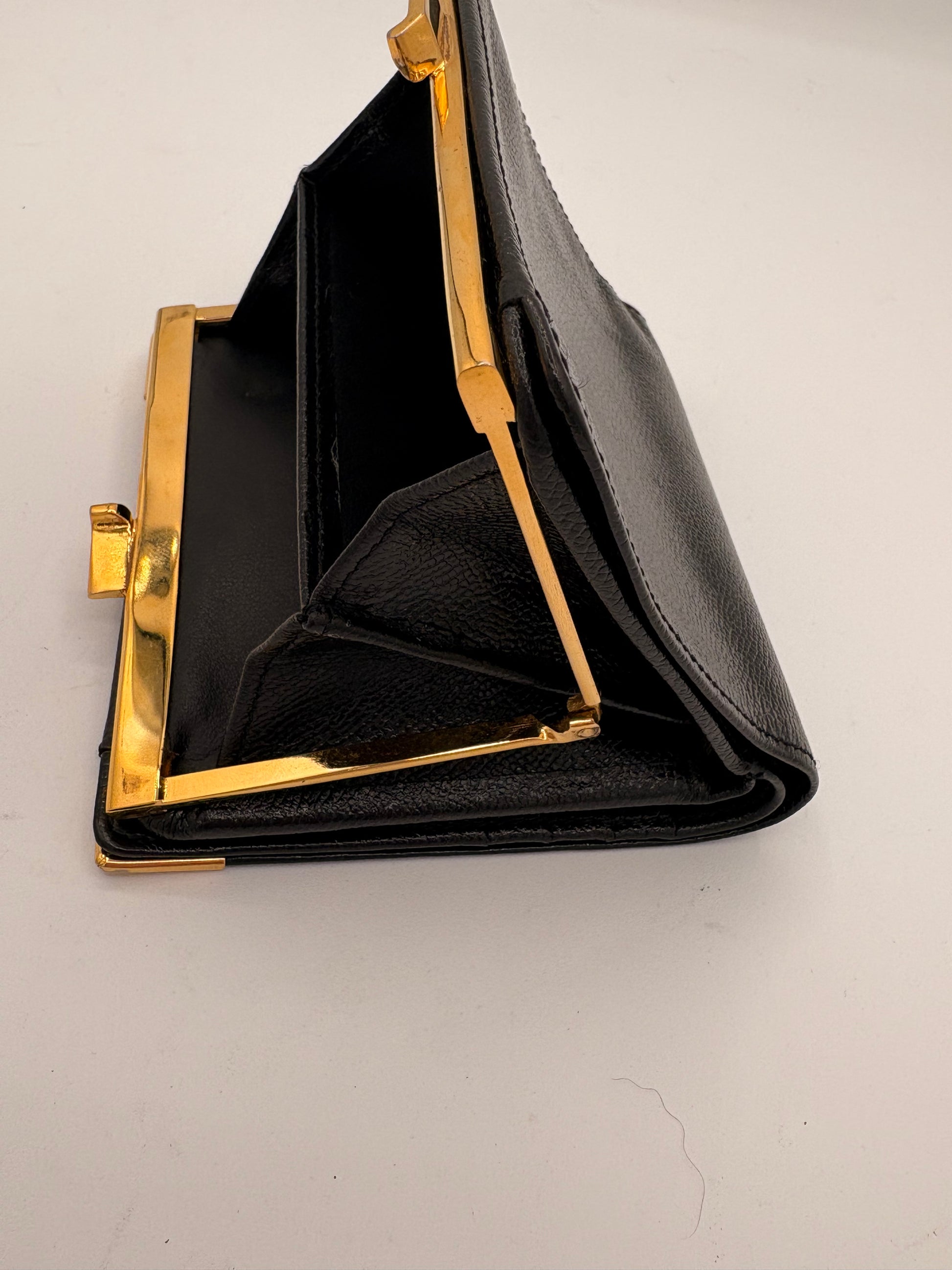 YSL Black Vintage kiss lock wallet