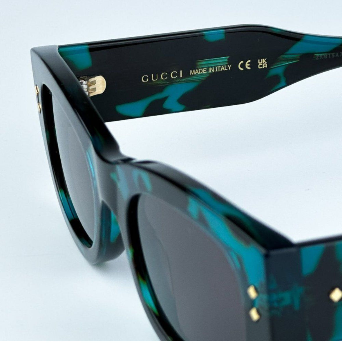 Gucci Turquoise Rectangle Sunglasses – Violet Lenses | Designer Eyewear