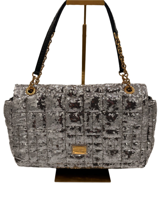 Dolce & Gabbana Miss Charles Shoulder Bag – Silver Sequined Leather