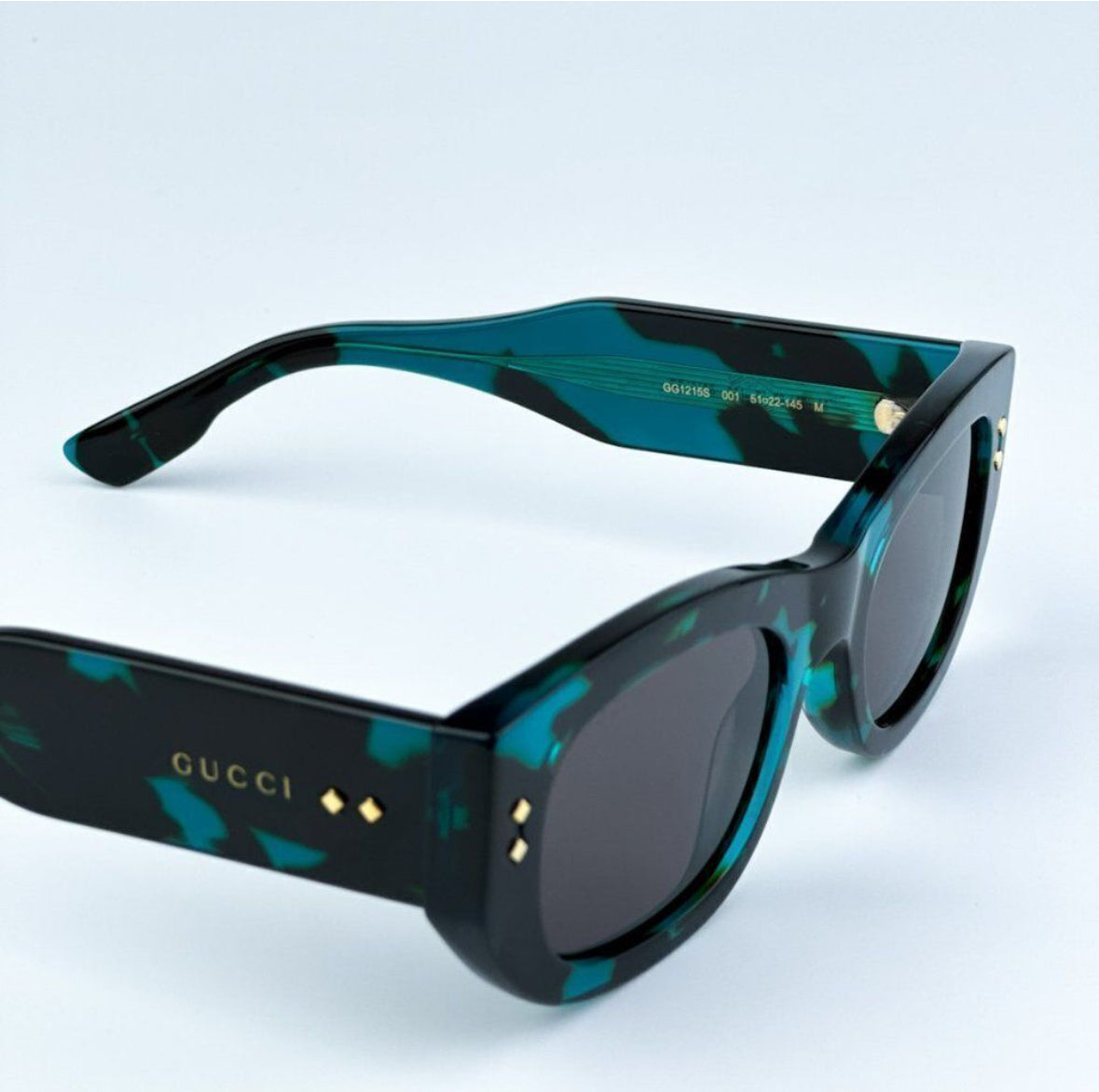 Gucci Turquoise Rectangle Sunglasses – Violet Lenses | Designer Eyewear