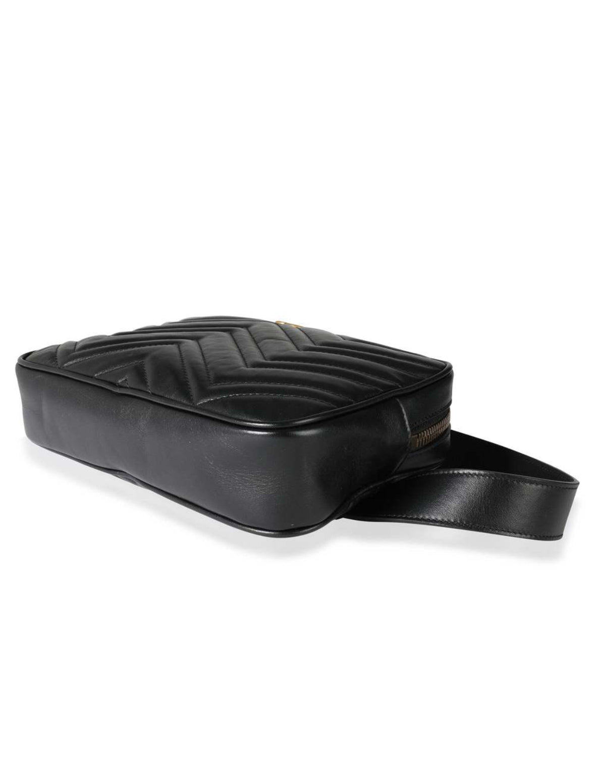 Calfskin Matelasse Unisex GG Marmont Belt Bag 80 32 Black
