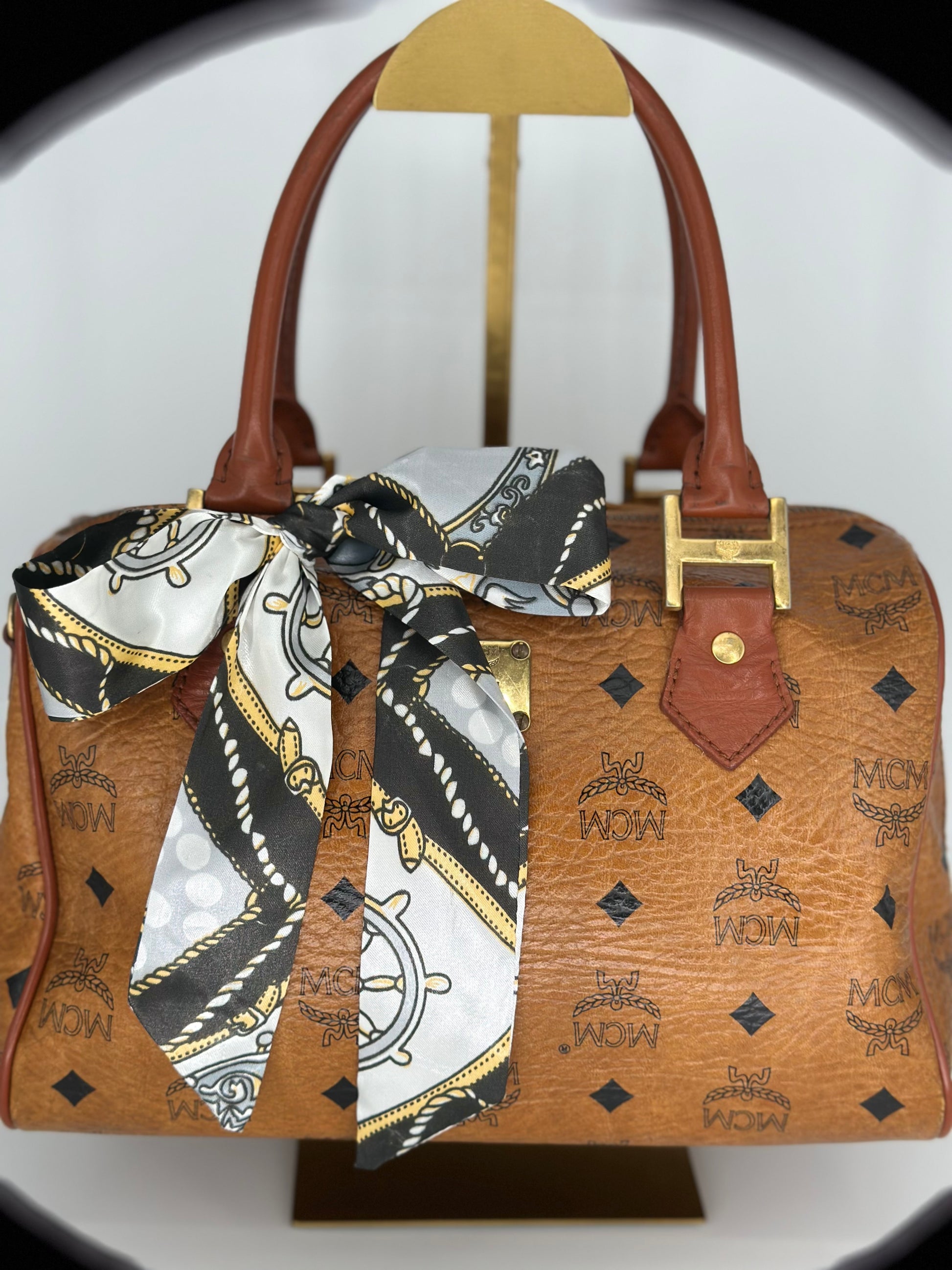 MCM Cognac Boston Handbag – Visetos Collection