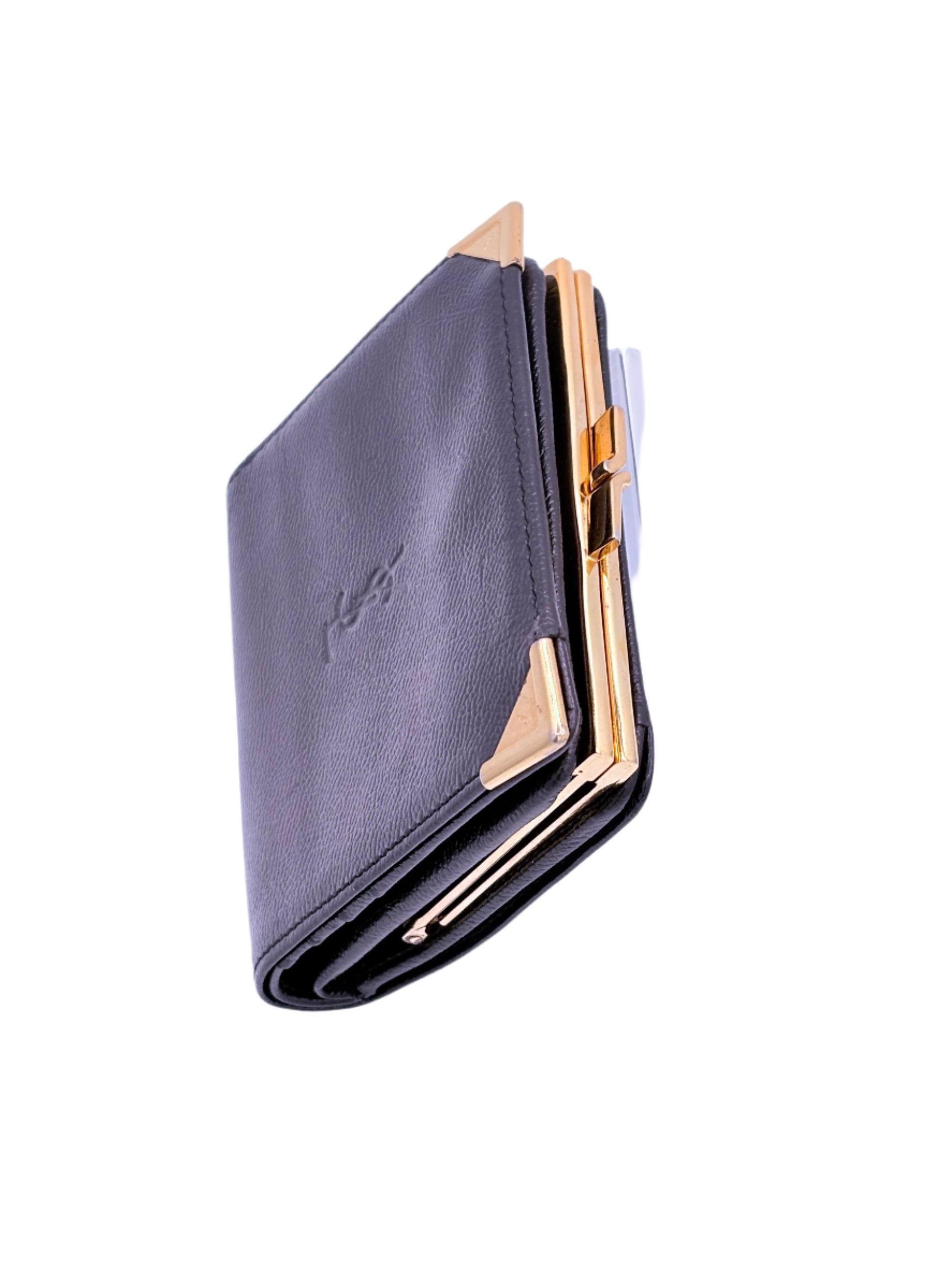 YSL Black Vintage kiss lock wallet
