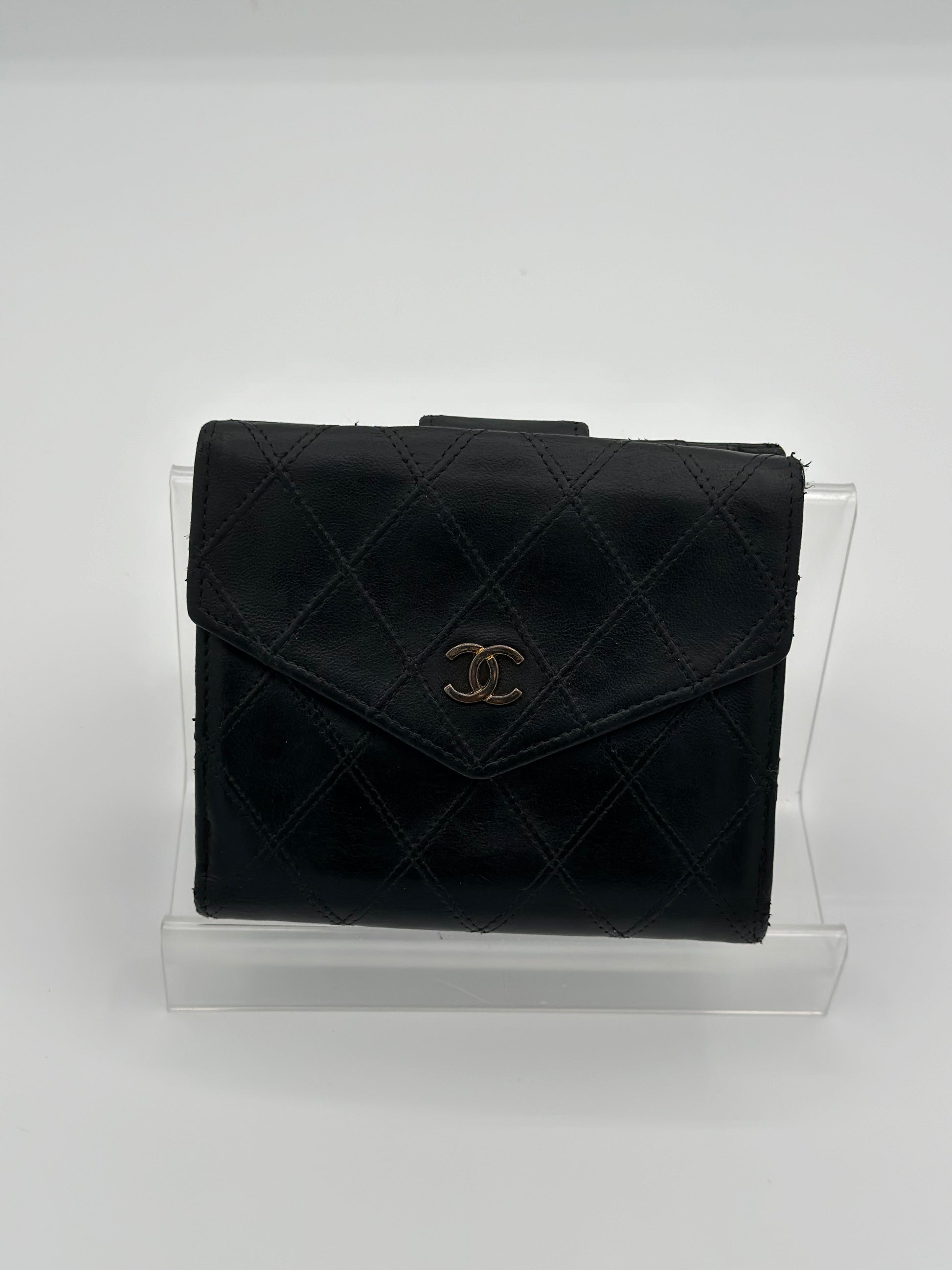 Chanel Black Quilted Envelope Wallet