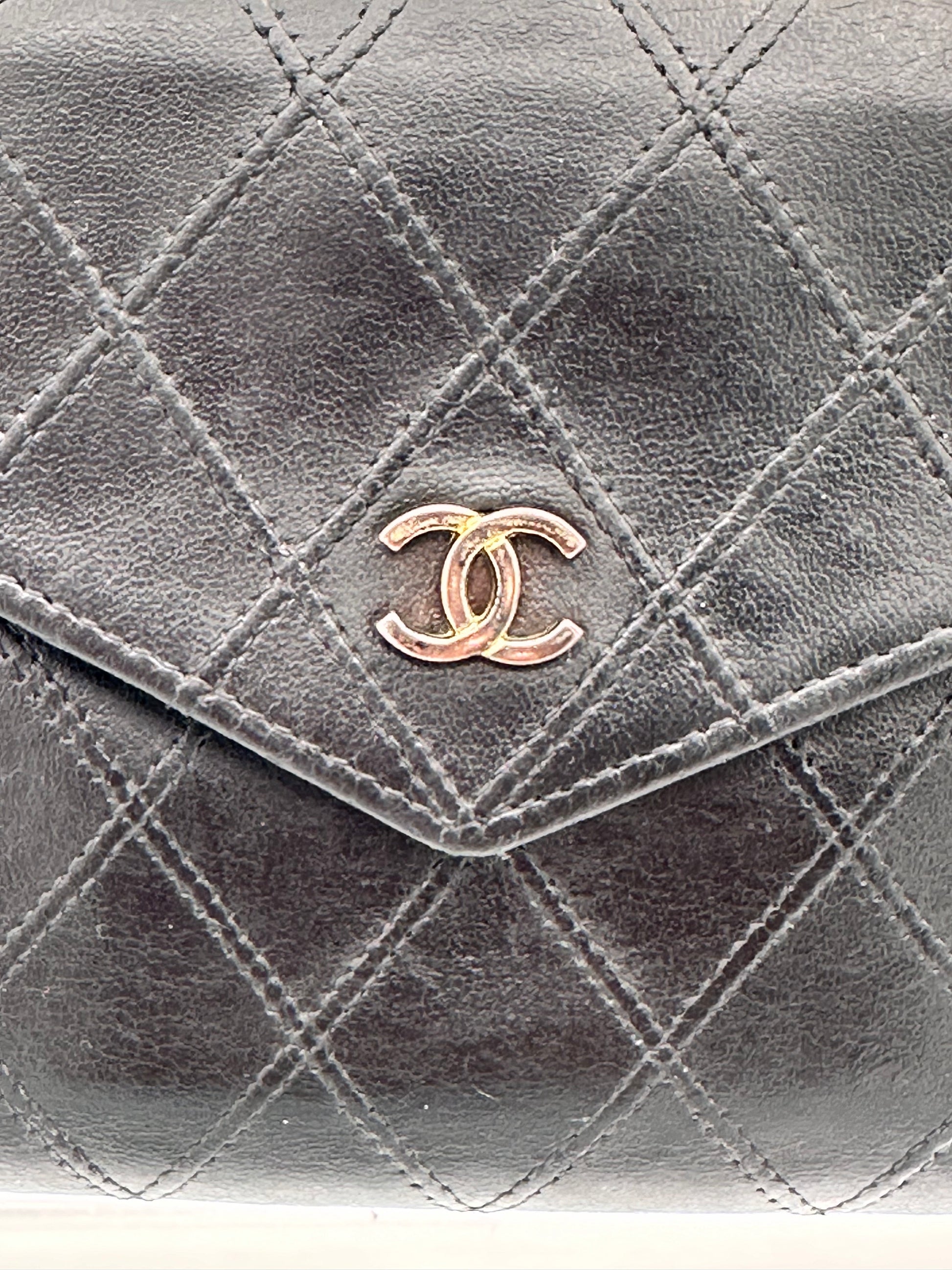 Chanel Black Quilted Envelope Wallet