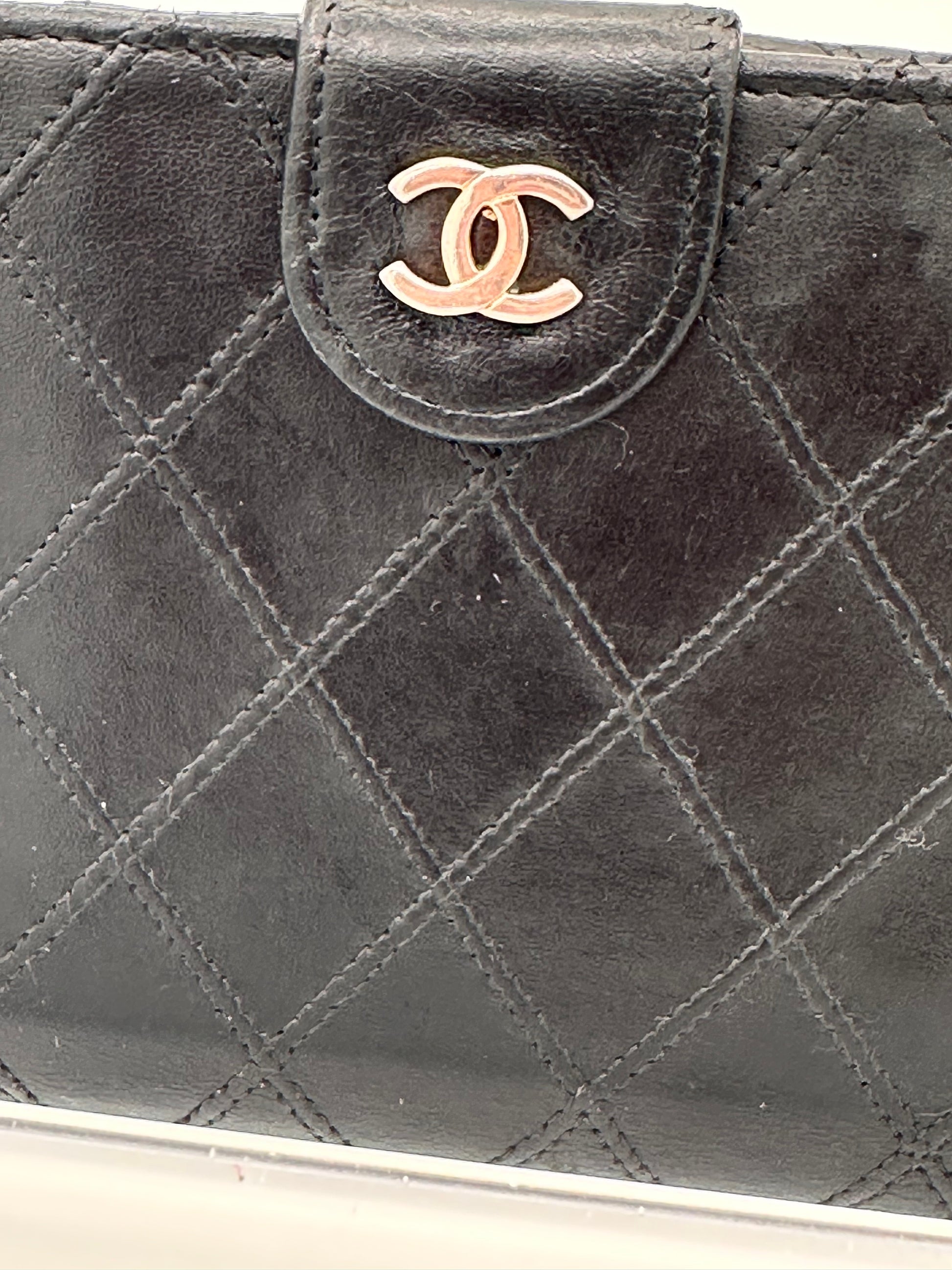 Chanel Black Quilted Envelope Wallet