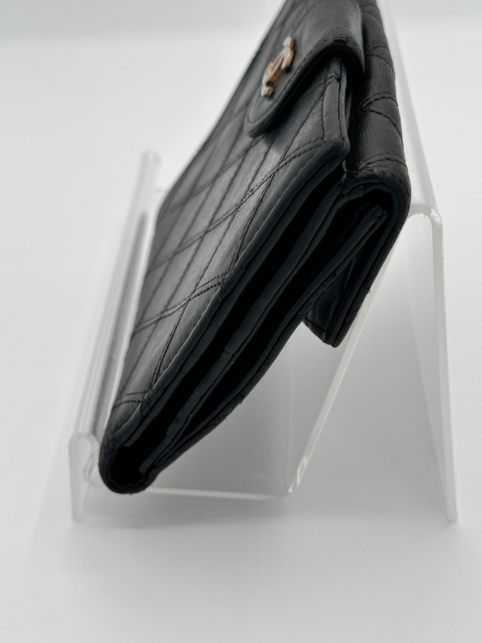 Chanel Black Quilted Envelope Wallet