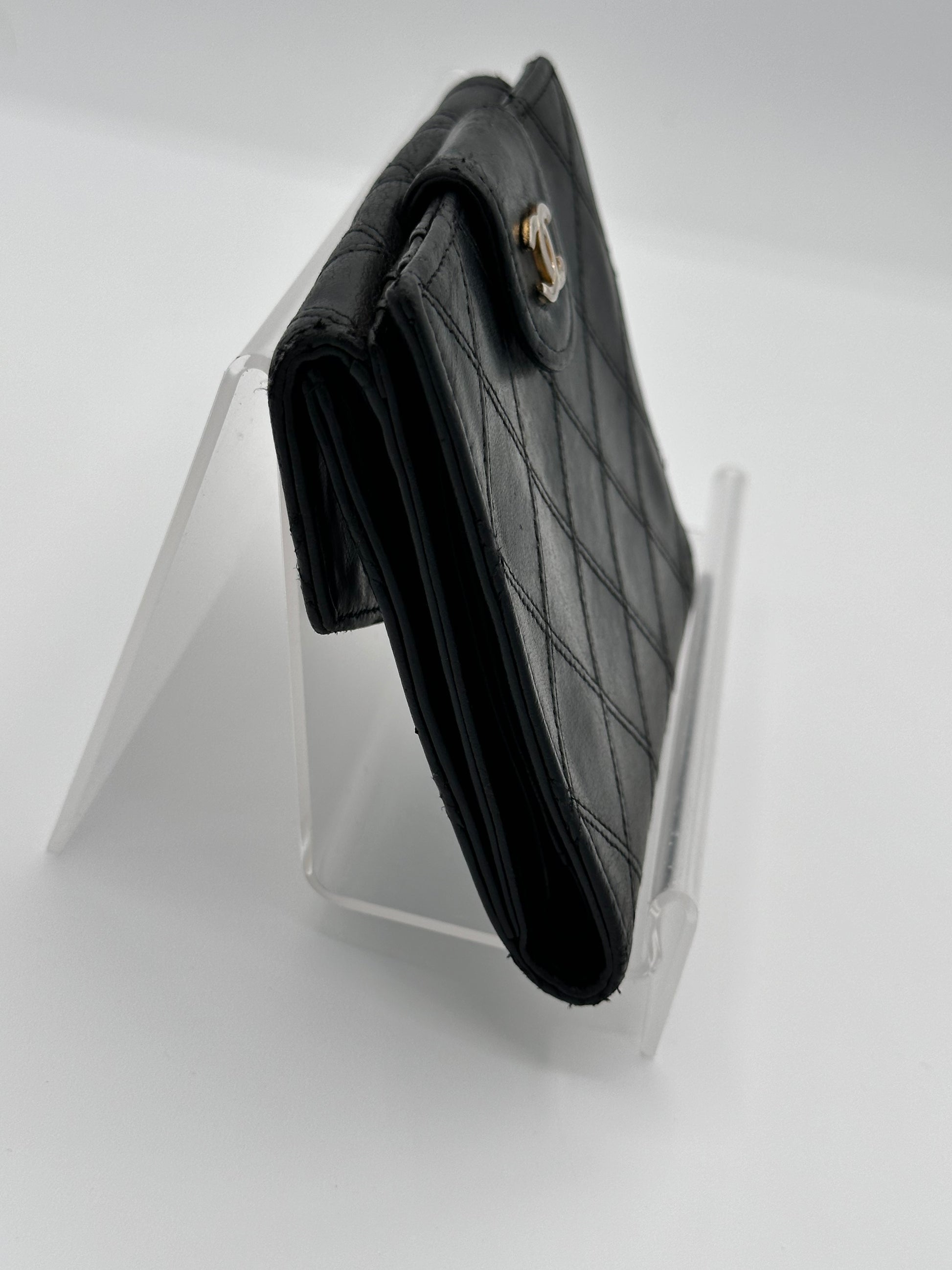 Chanel Black Quilted Envelope Wallet