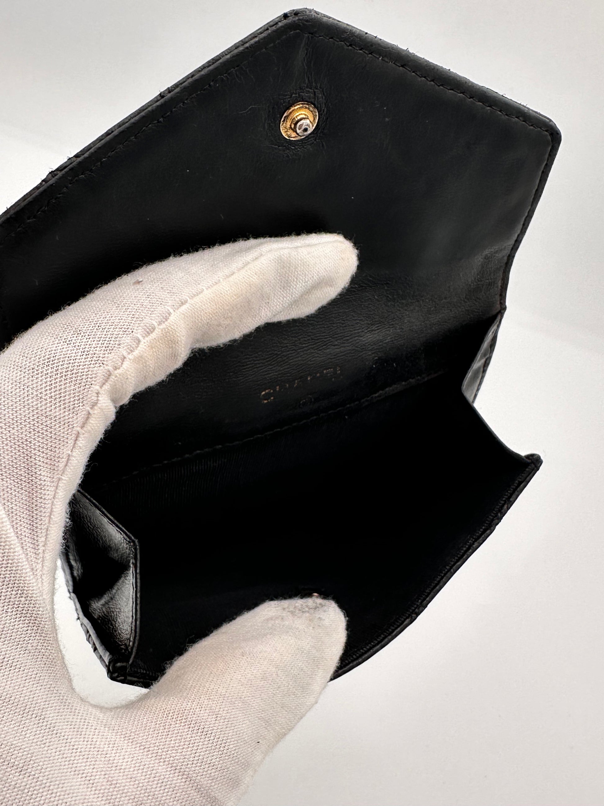 Chanel Black Quilted Envelope Wallet