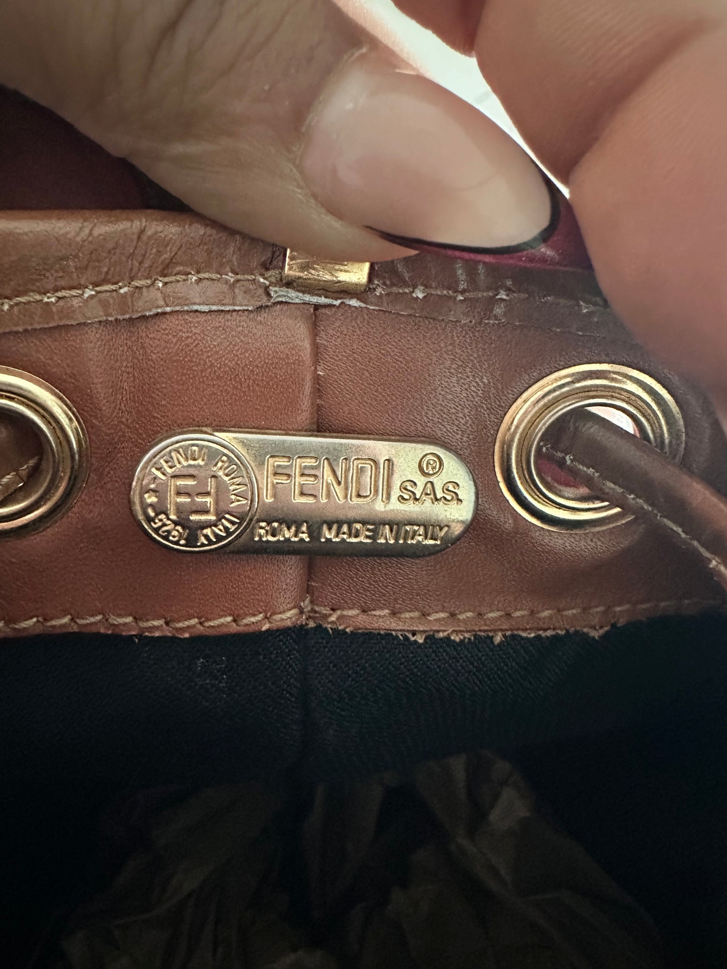 Fendi Pequin Vintage Bucket Bag with Pochette