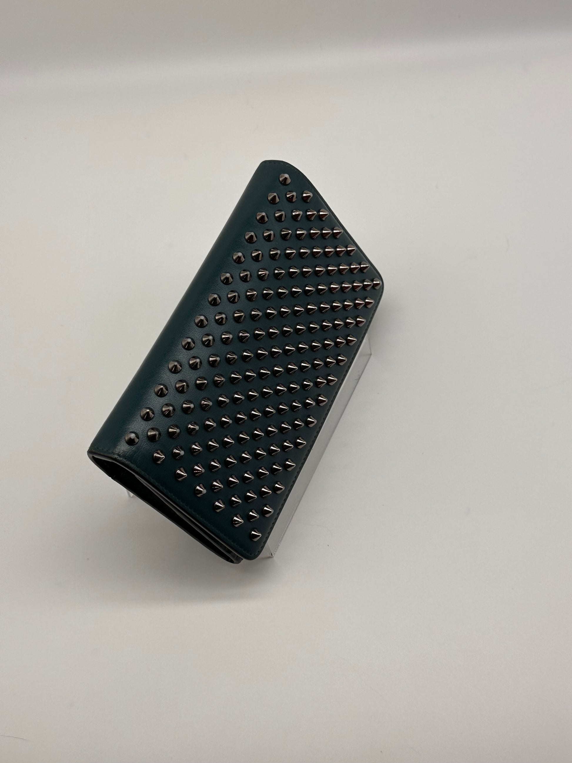 Christian Louboutin Green Leather Paloma Spike Wristlet