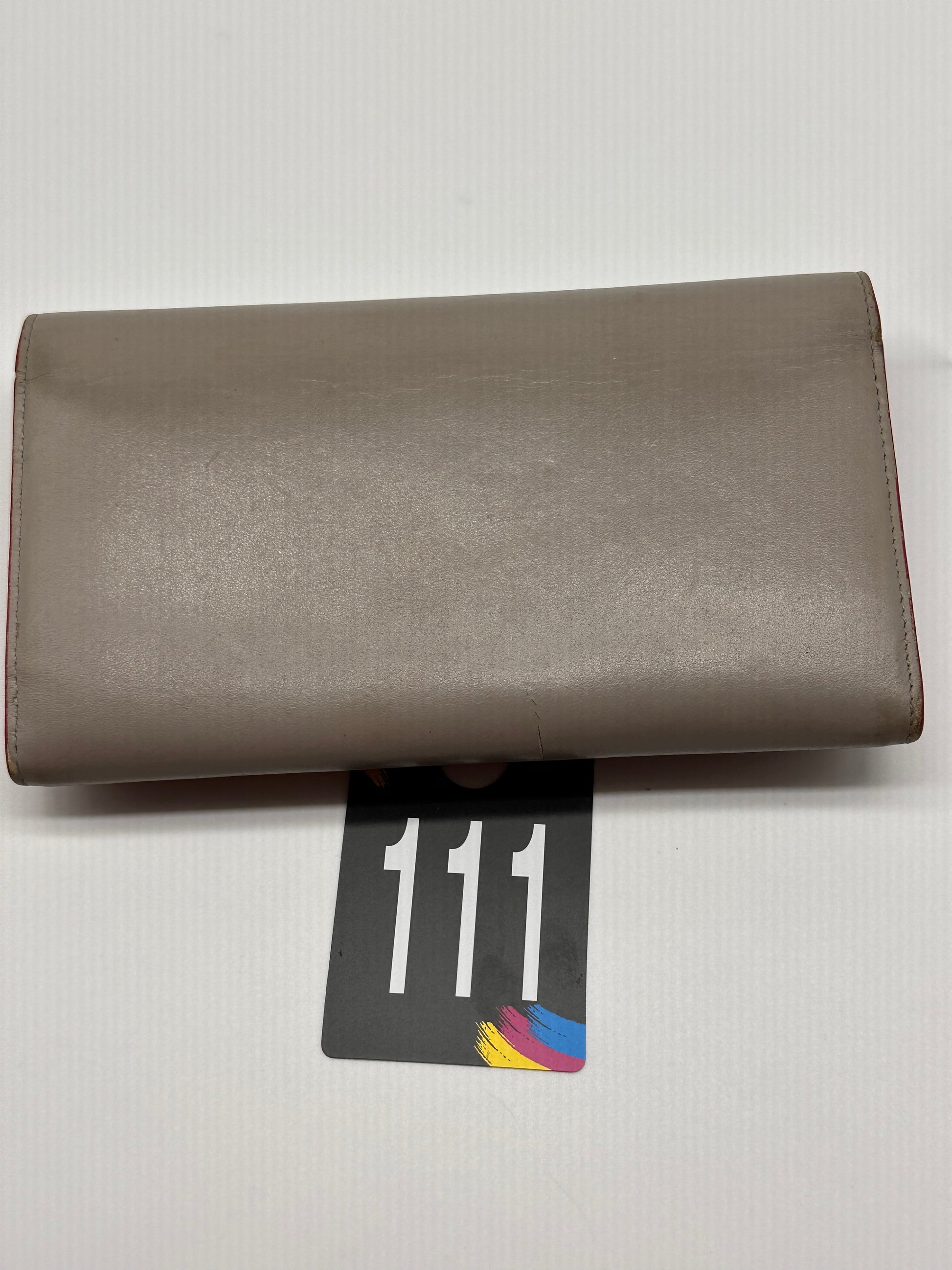 Gray Christian Louboutin Leather Spiked Wristlet