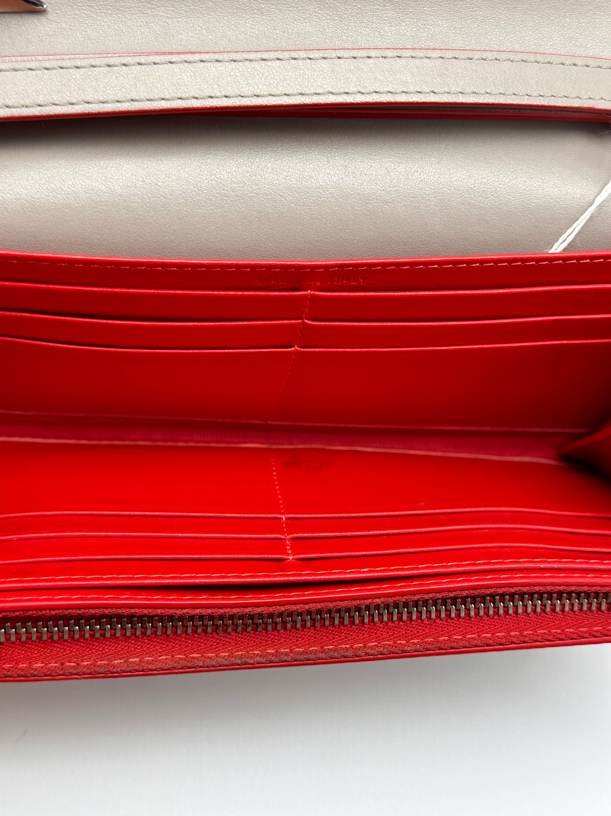 Gray Christian Louboutin Leather Spiked Wristlet