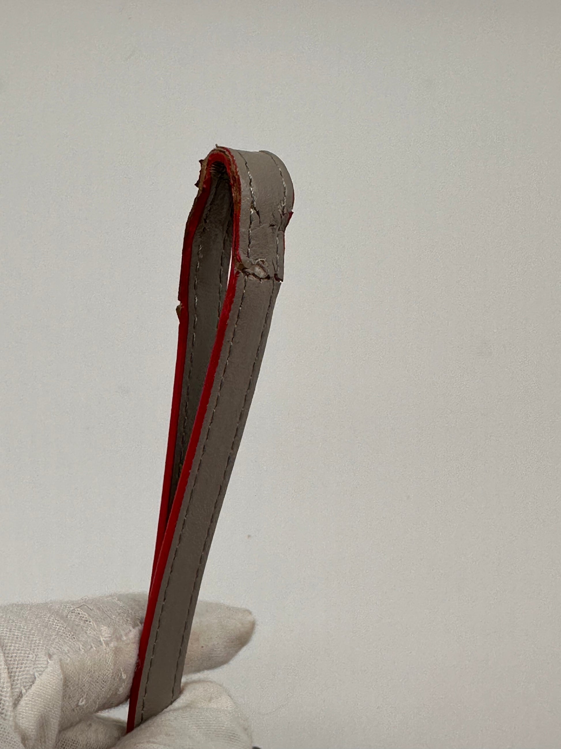 Gray Christian Louboutin Leather Spiked Wristlet